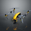 Yellow And Black Quadcopter Drone With Four Propellers And Camera System