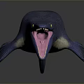 Blue Aquatic Animal With Long Snout Flippers And Open Mouth