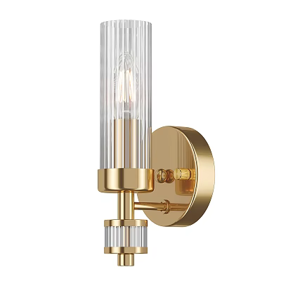 Modern Gold Wall Sconce With Clear Glass Tubes And Wall Mounted Design 3d model