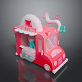 Pink Donut Food Truck With Cute Design And Figure