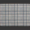 Stylish Ottoman Furniture With Gray Fabric Body And Blue White Plaid Cushion Top