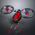 Futuristic Red And Black Drone With Two Large Propellers And Landing Gear Design