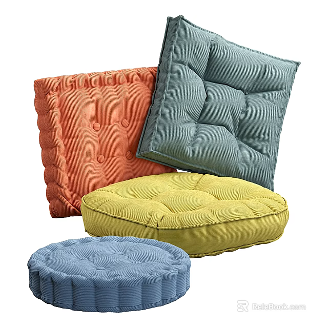 Colorful Soft Cushions In Various Shapes And Colors 3d model 