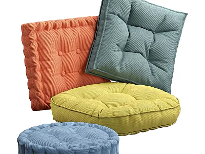 Colorful Soft Cushions In Various Shapes And Colors 3d model