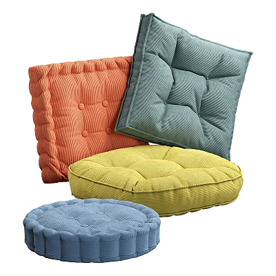 Colorful Soft Cushions In Various Shapes And Colors 3d model