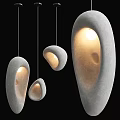 Elegant Stone Shaped Gray Pendant Lights With Modern Glowing Hanging Design 3d model