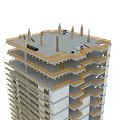 Modern Construction Site Under Construction With High Rise Buildings Crane And Scaffolding