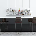 Modern Bar Chair Combination Dining Table Chair 3d model