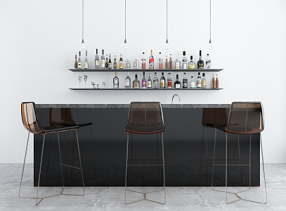 Modern Bar Chair Combination Dining Table Chair 3d model