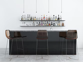 Modern Bar Chair Combination Dining Table Chair 3d model