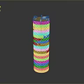 Metallic Cylindrical Object With Gold Top Mesh Surface And Rainbow Glossy Shine