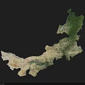 3D Terrain Model Wall Decor with Green Yellow Tones for Home Office