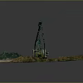 Wild Animals Living Near Construction Site with Yellow Machinery and Green Vegetation