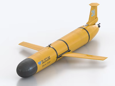 Yellow Slocum Underwater Glider With Wings And Tail 3d model