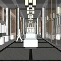 Sales Office Luxurious Interior Design With Chandeliers Round Tables And Glass Walls