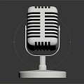 Vintage Metal Microphone With Classic Retro Design And Round Stand Base