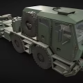 Large Green Military Truck With Multiple Wheels Ladder And Equipment