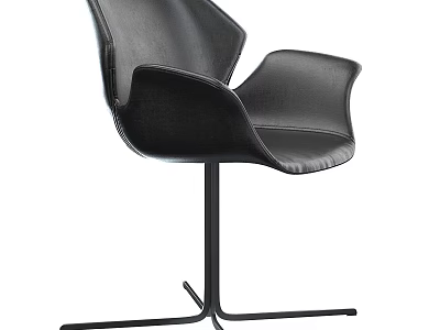 Modern Black Leather Chair With Metal Base For Table Chair Set Combination 3d model