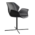 Modern Black Leather Chair With Metal Base For Table Chair Set Combination