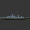 Detailed Blue Warship Featuring Red And White Stripes On Stern And Green Hull