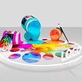 Colorful Paint Tubes Palette And Paintbrush With Vibrant Splatters And LOGO