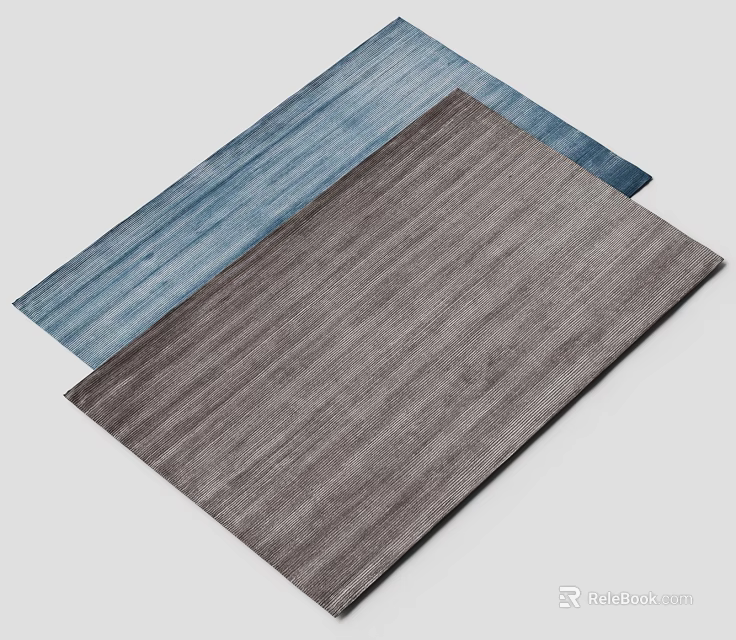 Blue and Gray Square Rugs with Wood Grain Texture for Modern Interior Design 3d model 
