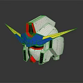 Character Robot Head Design With White Body Blue Red Details Green Eye And Yellow Horns