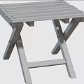 Rustic Wooden Stool With Folding Structure And Slatted Top Design 3d model