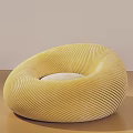 Yellow Ribbed Velvet Bean Bag Chair For Comfortable Living Room Seating