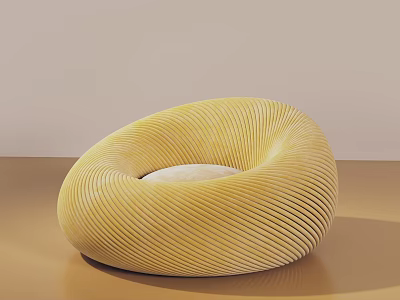 Yellow Ribbed Velvet Bean Bag Chair For Comfortable Living Room Seating 3d model