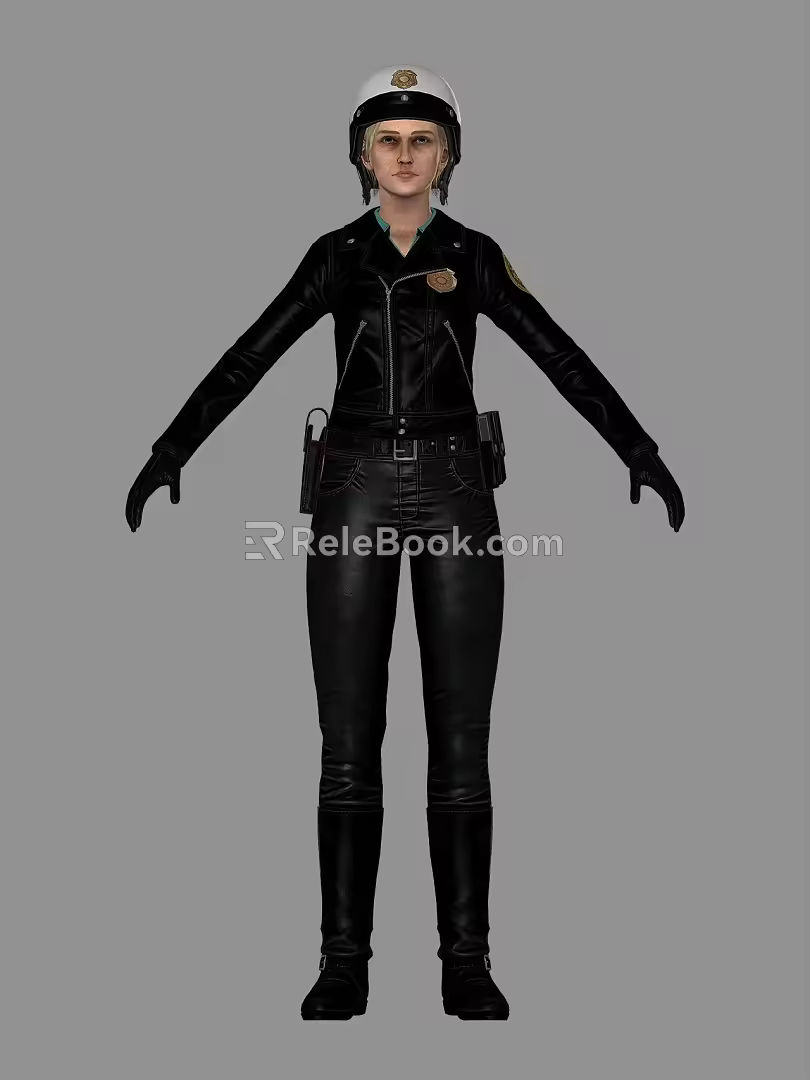 Realistic Uniform Female Police Realistic Woman Sick Beauty Female Police Female Police Female Traffic Police Helmet Mounted Police Uniform Clothes 3d model