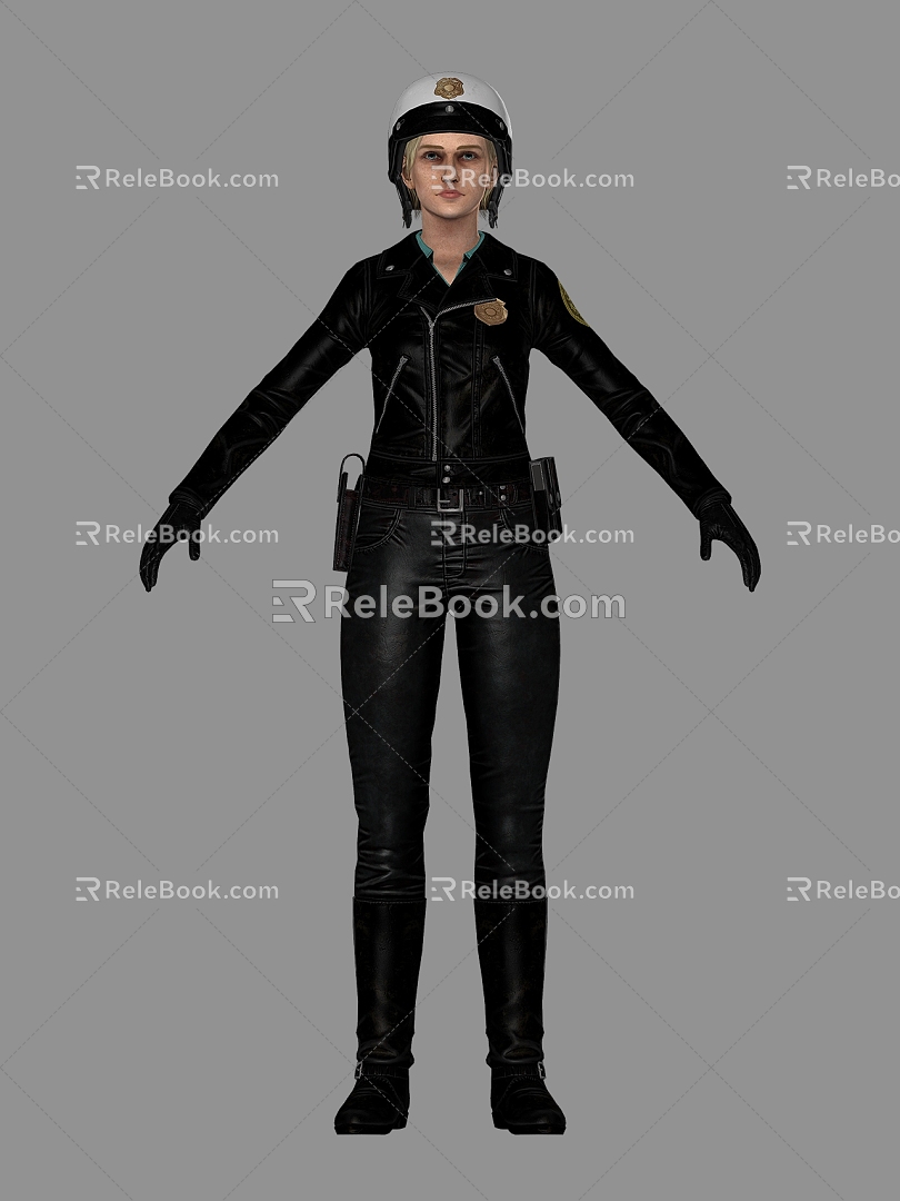 Realistic Uniform Female Police Realistic Woman Sick Beauty Female Police Female Police Female Traffic Police Helmet Mounted Police Uniform Clothes 3d model