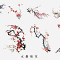 Traditional Chinese Ink Painting Plum Blossom Artistic Wall Decor Elements for Interior