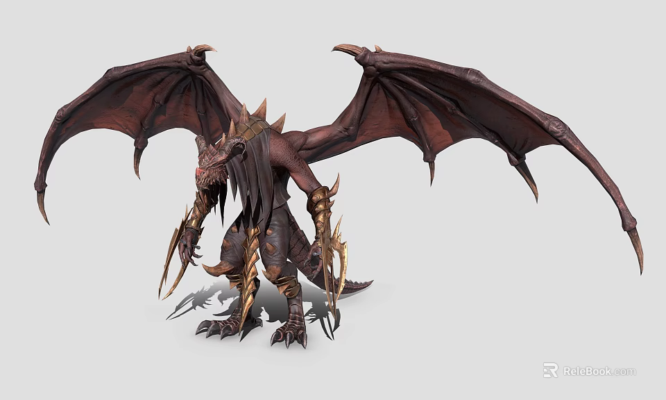 Fantasy Dragon Monster Character With Large Wings And Claws 3d model 