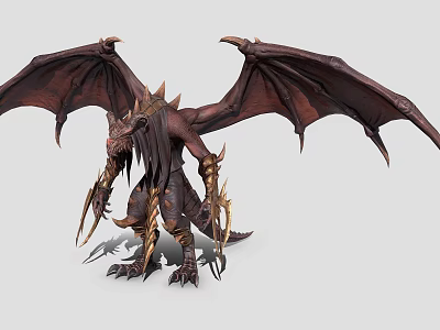 Fantasy Dragon Monster Character With Large Wings And Claws 3d model