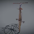 Vintage Bicycle With Large Front Wheel Small Rear Wheel And Leather Seat