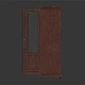 Wooden Storage Cabinet Shelf with Double Glass Doors and Open Door Showing Internal Shelves