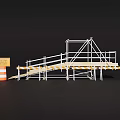 Road Infrastructure Scaffolding Structure With Traffic Cone And Warning Sign Setup