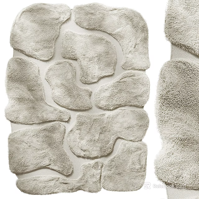 Light Toned Square Rug With Unique Textural Patterns For Home Decor 3d model 