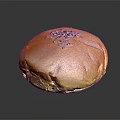 Golden Brown Bun Topped With Black Sesame Seeds On Black Background With Reflection