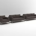Stylish Modern Gray Sofa Set Featuring Single Two Seater And Three Seater Upholstered Design 3d model