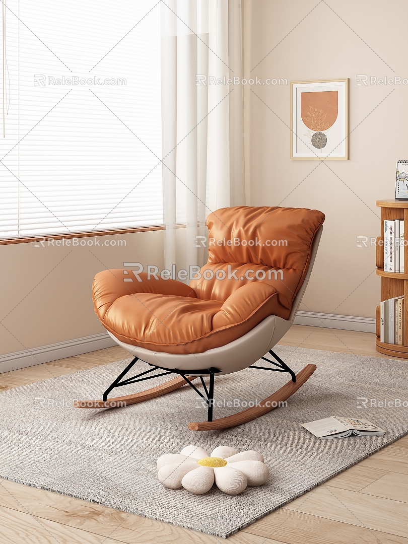 Lazy Sofa Single Rocking Chair Balcony Recliner Leisure Sofa Chair Eggshell Chair 3d model