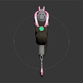 Pink And Gray Weapon With Green Glowing Parts Rabbit Ear Decorations And Brown Base