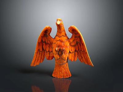 Orange Eagle Statue with Spread Wings Detailed Sculpture on Black Background 3d model