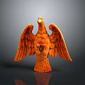 Orange Eagle Statue with Spread Wings Detailed Sculpture on Black Background 3d model