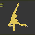 Woman Performing Ballet Dance With Purple Skirt Leaning Forward On Gray Background
