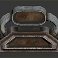 Heavy Duty Tire with Rusty Metal Casing Silver Pipes and Round Bolt Holes Design