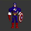 Cartoon Captain America Character In Blue Uniform With Star Emblem And Shield