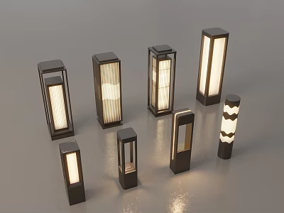 Outdoor Lights With Modern Sleek Designs Multiple Styles Striped Wavy And Illuminated Shades 3d model