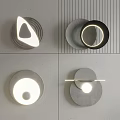 Modern Minimalist Wall Lamps With Geometric Circular Triangular Design On Gray Wall 3d model